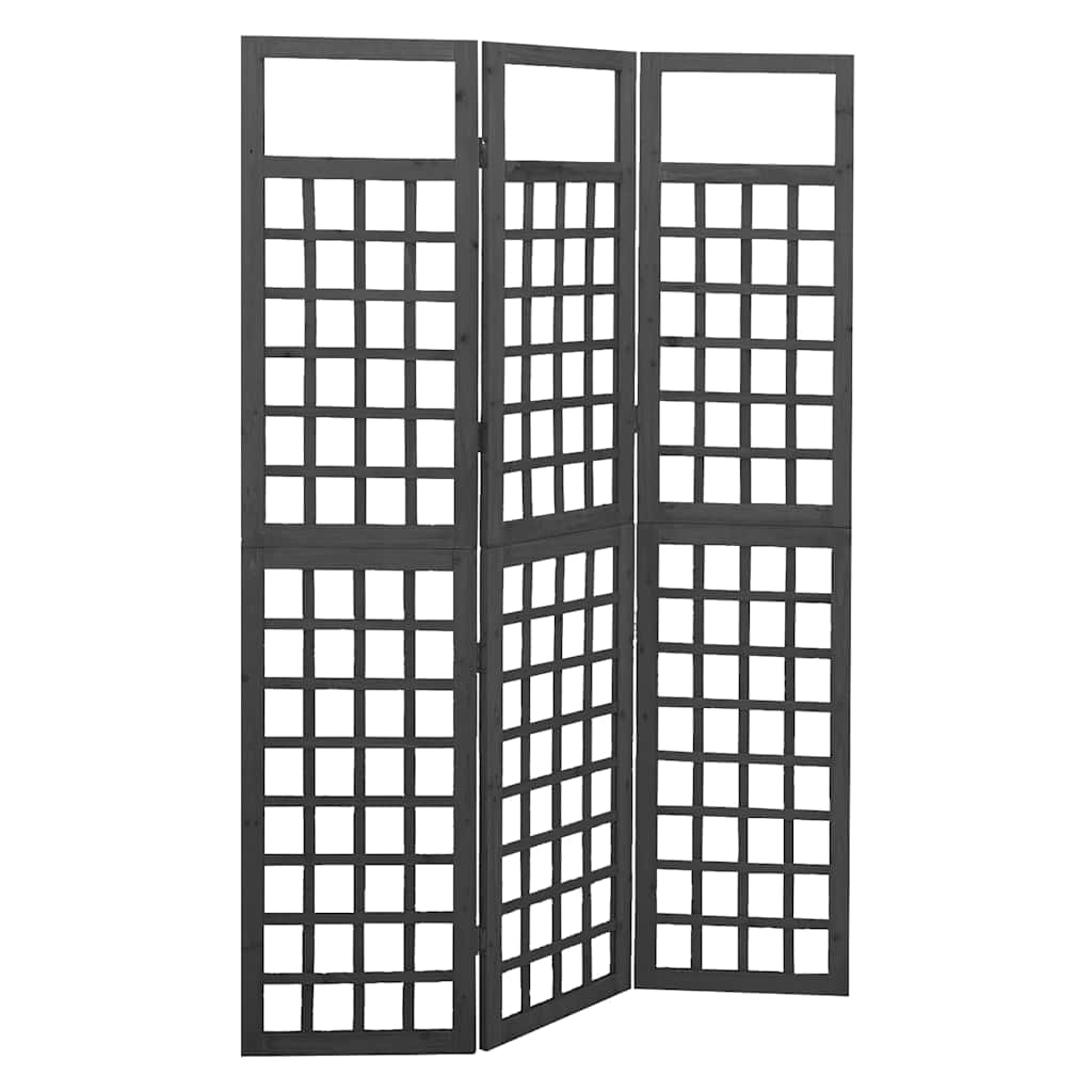vidaXL 3-Panel Room Divider/Trellis Solid Fir Wood Black 121x180 cm 1