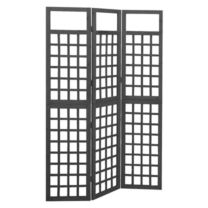 vidaXL 3-Panel Room Divider/Trellis Solid Fir Wood Black 121x180 cm 1