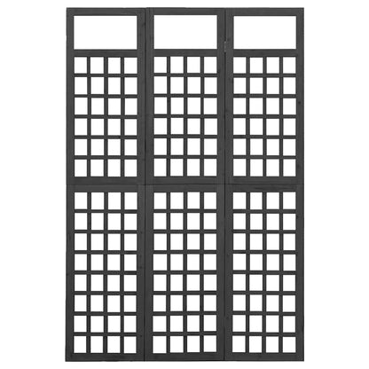 vidaXL 3-Panel Room Divider/Trellis Solid Fir Wood Black 121x180 cm 3
