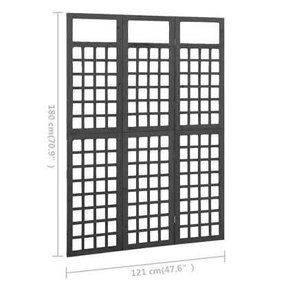 vidaXL 3-Panel Room Divider/Trellis Solid Fir Wood Black 121x180 cm 6