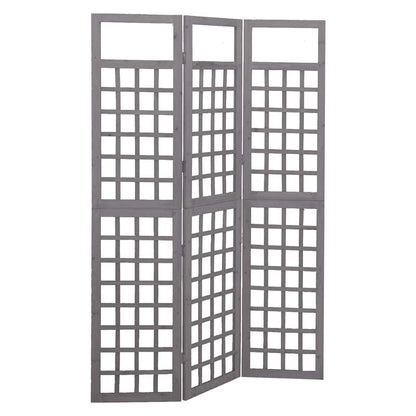 vidaXL 3-Panel Room Divider/Trellis Solid Fir Wood Grey 121x180 cm 1