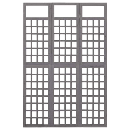 vidaXL 3-Panel Room Divider/Trellis Solid Fir Wood Grey 121x180 cm 2