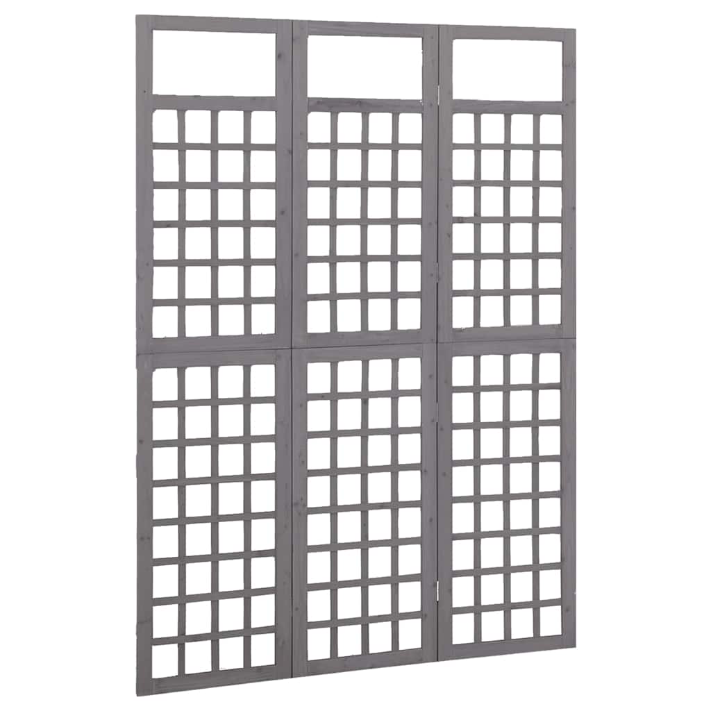 vidaXL 3-Panel Room Divider/Trellis Solid Fir Wood Grey 121x180 cm 3