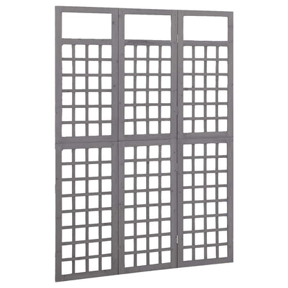 vidaXL 3-Panel Room Divider/Trellis Solid Fir Wood Grey 121x180 cm 3