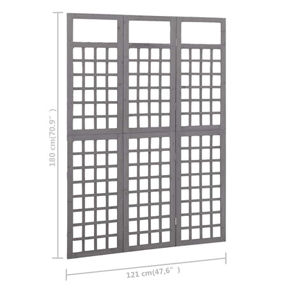 vidaXL 3-Panel Room Divider/Trellis Solid Fir Wood Grey 121x180 cm 6