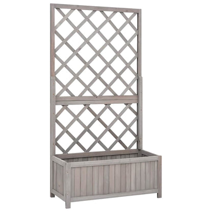 vidaXL Planter with Trellis Grey 70x30x135 cm Solid Wood Fir 1
