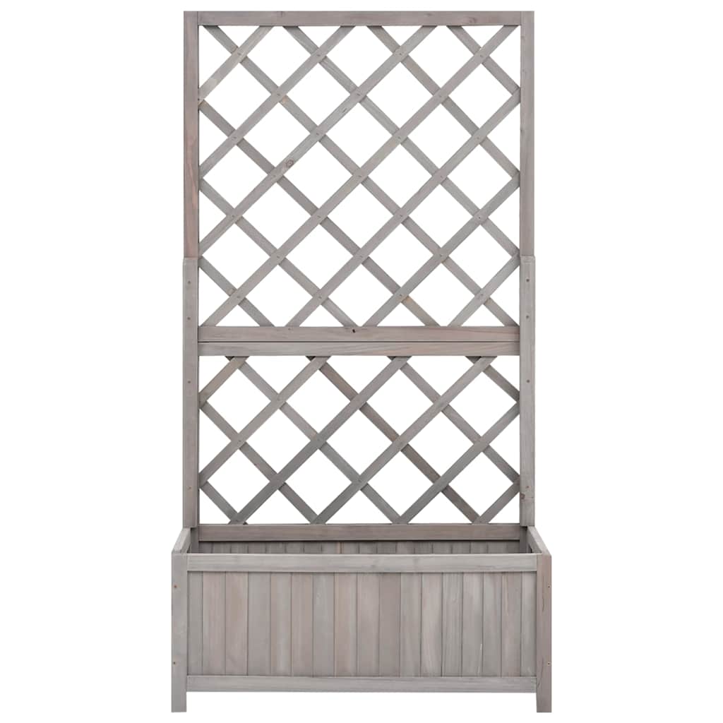 vidaXL Planter with Trellis Grey 70x30x135 cm Solid Wood Fir 2