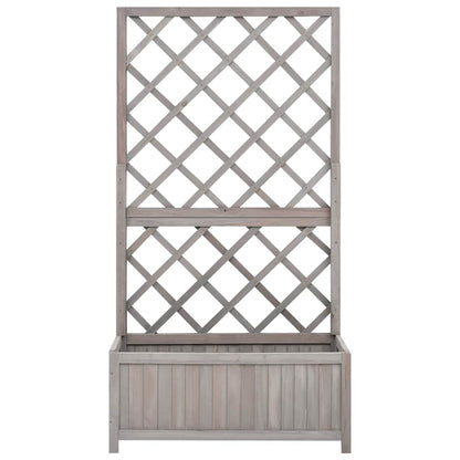 vidaXL Planter with Trellis Grey 70x30x135 cm Solid Wood Fir 2