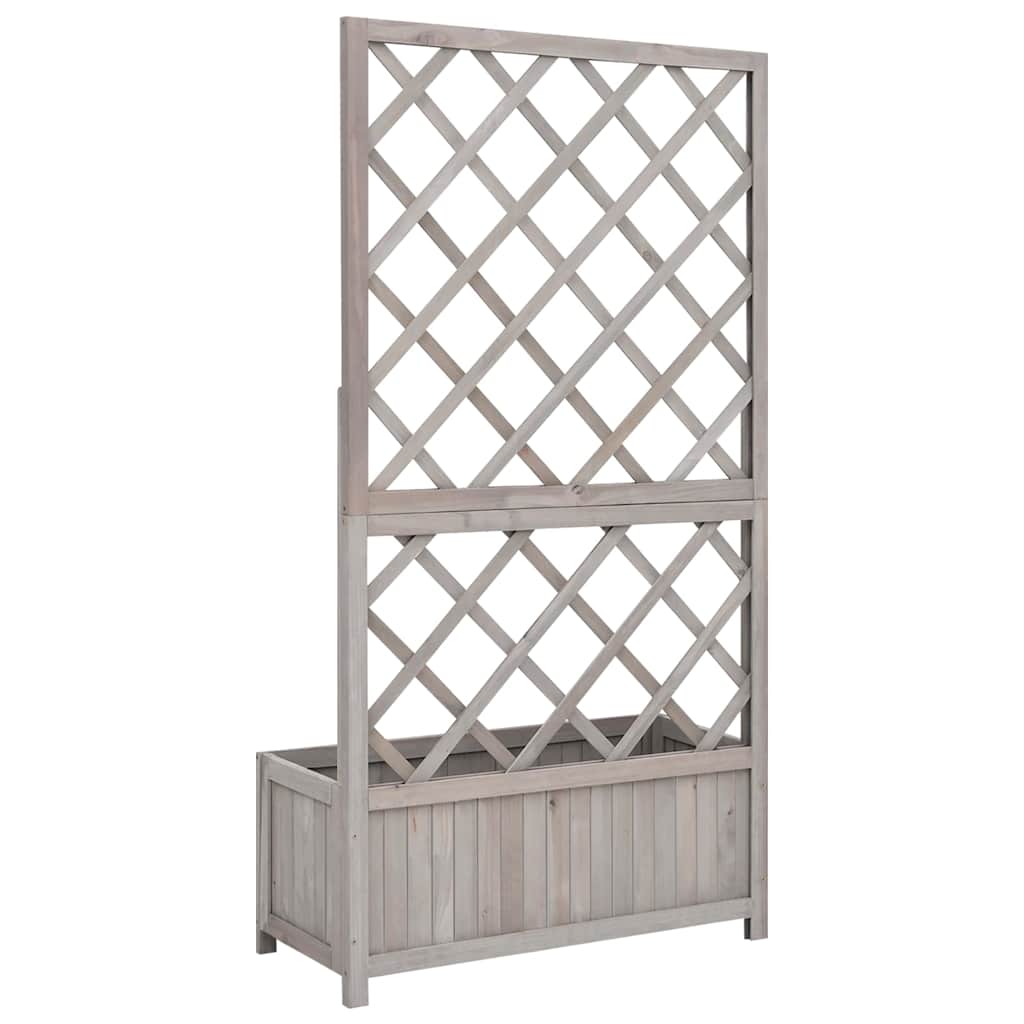 vidaXL Planter with Trellis Grey 70x30x135 cm Solid Wood Fir 4