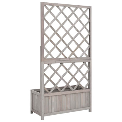 vidaXL Planter with Trellis Grey 70x30x135 cm Solid Wood Fir 4