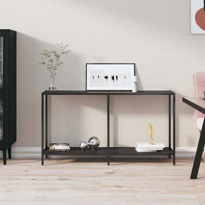 331695 vidaXL Console Table Black 140x35x75,5 cm Tempered Glass 1