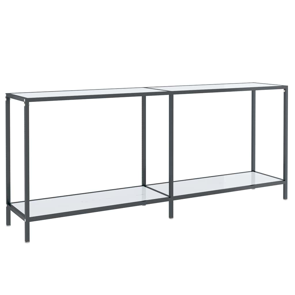 vidaXL Console Table | White | Tempered Glass, Powder-Coated Steel 2