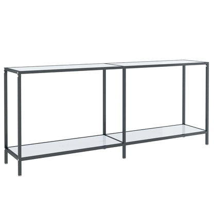 vidaXL Console Table | White | Tempered Glass, Powder-Coated Steel 2