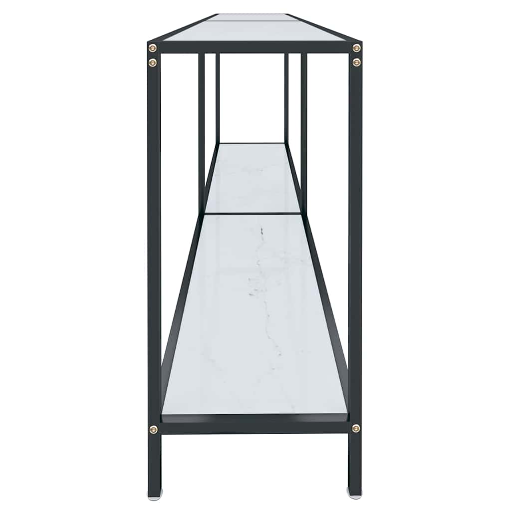 vidaXL Console Table | White | Tempered Glass, Powder-Coated Steel 4