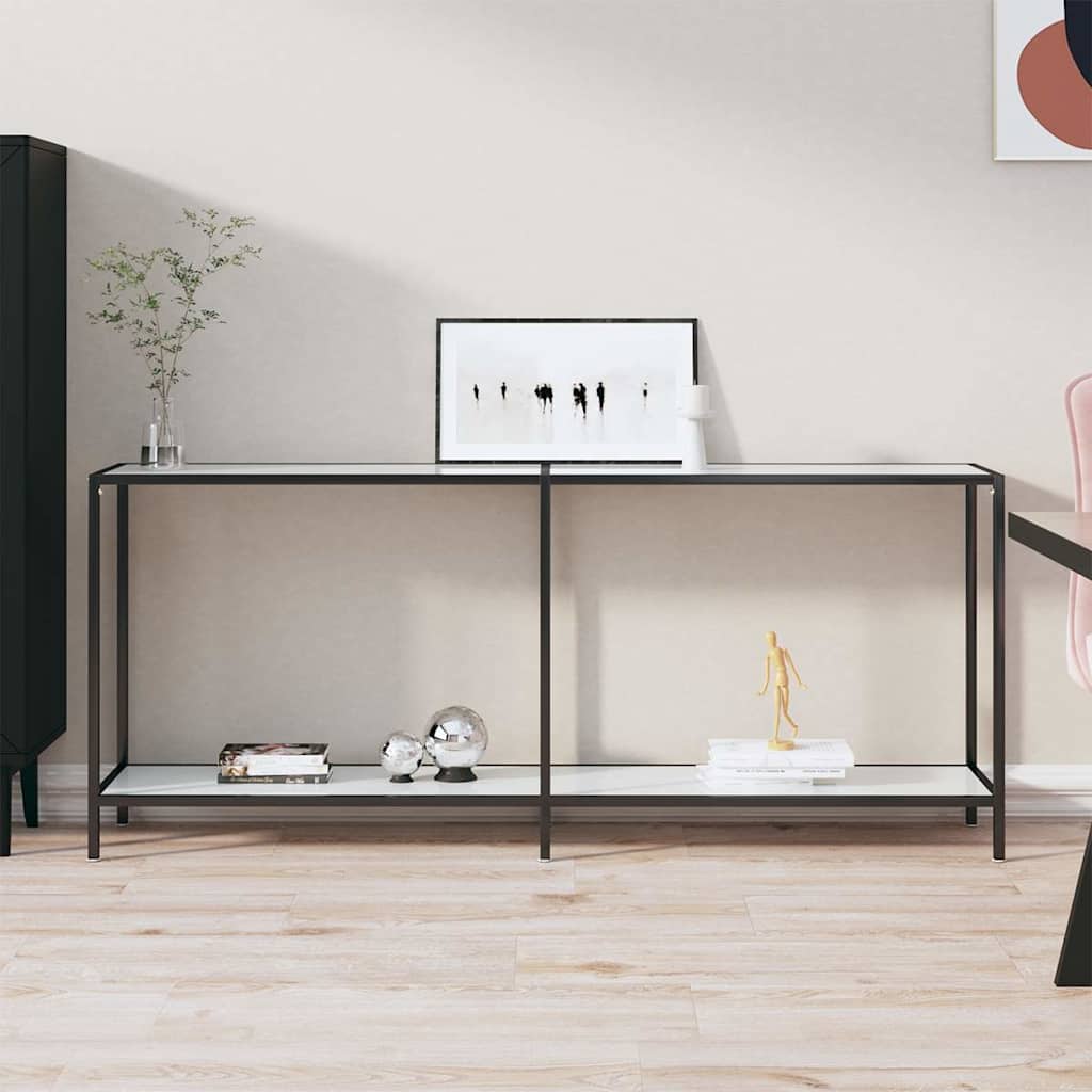 vidaXL Console Table | White | Tempered Glass, Powder-Coated Steel 1