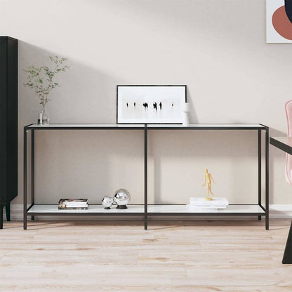vidaXL Console Table | White | Tempered Glass, Powder-Coated Steel 1