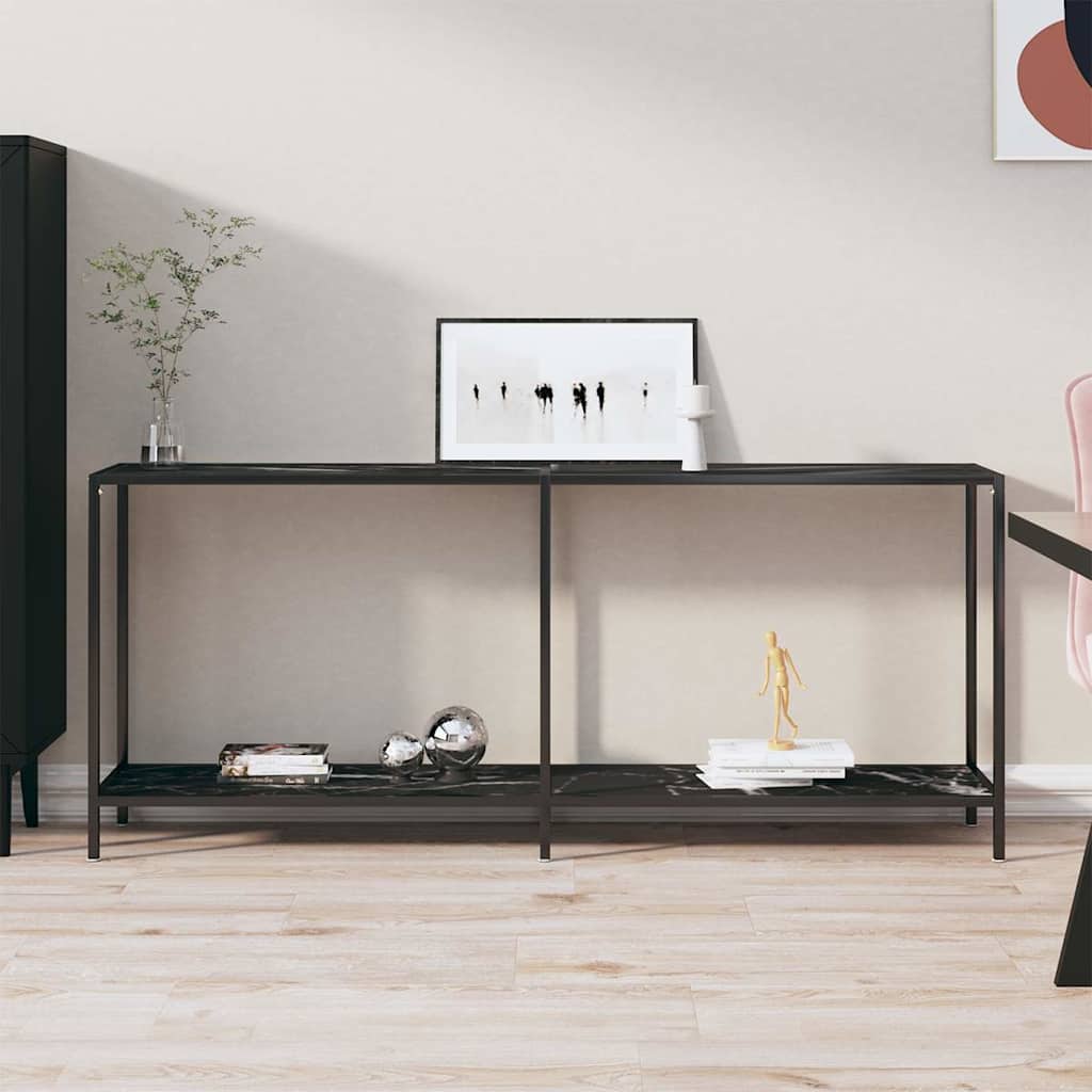 vidaXL Console Table | Black | Tempered glass and powder-coated steel 1