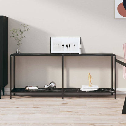 vidaXL Console Table | Black | Tempered glass and powder-coated steel 1
