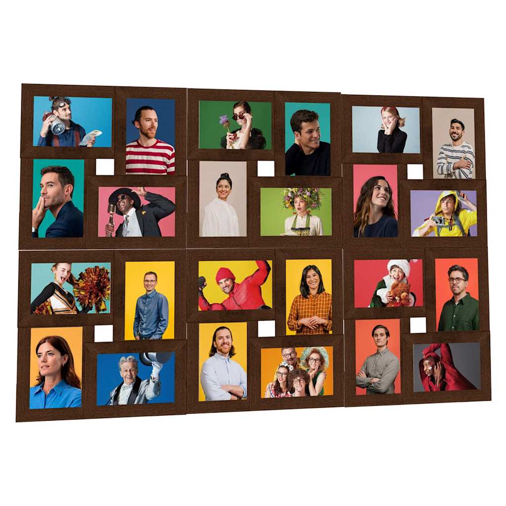 332786 vidaXL Collage Photo Frame for 24x(10x15 cm) Picture Dark Brown MDF 1