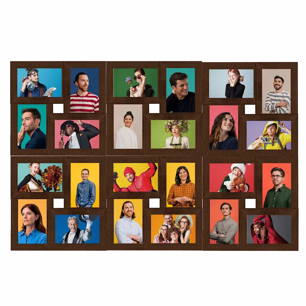 332786 vidaXL Collage Photo Frame for 24x(10x15 cm) Picture Dark Brown MDF 3
