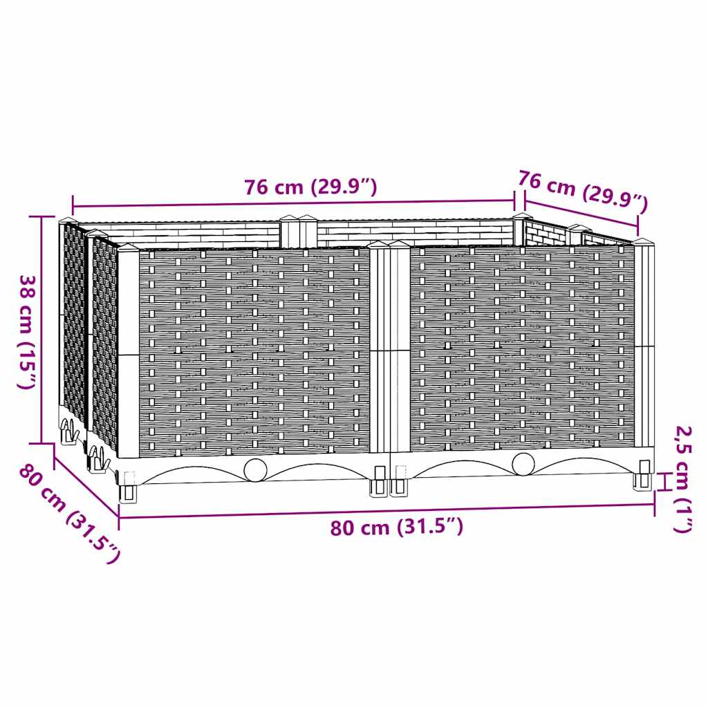 316525 vidaXL Raised Bed 80x80x38 cm Polypropylene 6