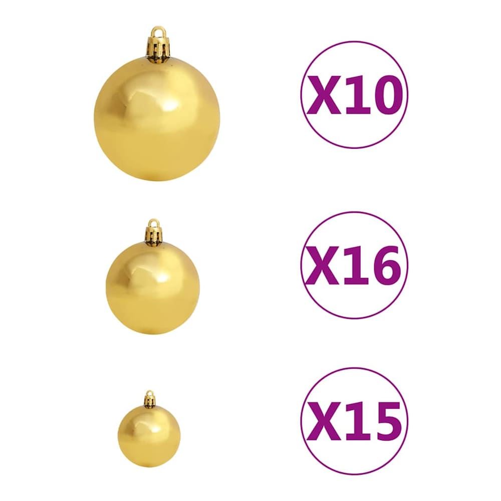 Artificial Pre-lit Christmas Tree Ball Set 620 Branches 180 cm White with 300 LEDs&gold/bronze balls