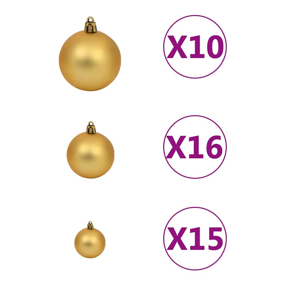 Artificial Pre-lit Christmas Tree Ball Set 620 Branches 180 cm White with 300 LEDs&gold/bronze balls