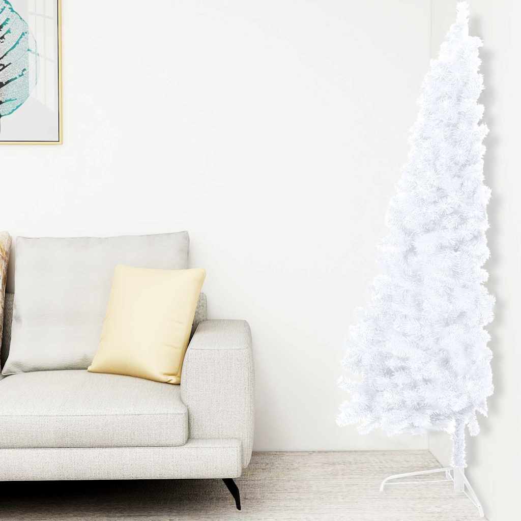 vidaXL Artificial Half Pre-lit Christmas Tree with Ball Set White 150 cm 1