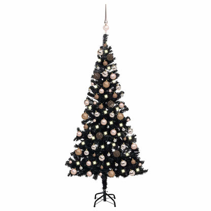 vidaXL Artificial Pre-lit Christmas Tree with Ball Set Black 120cm PVC 1