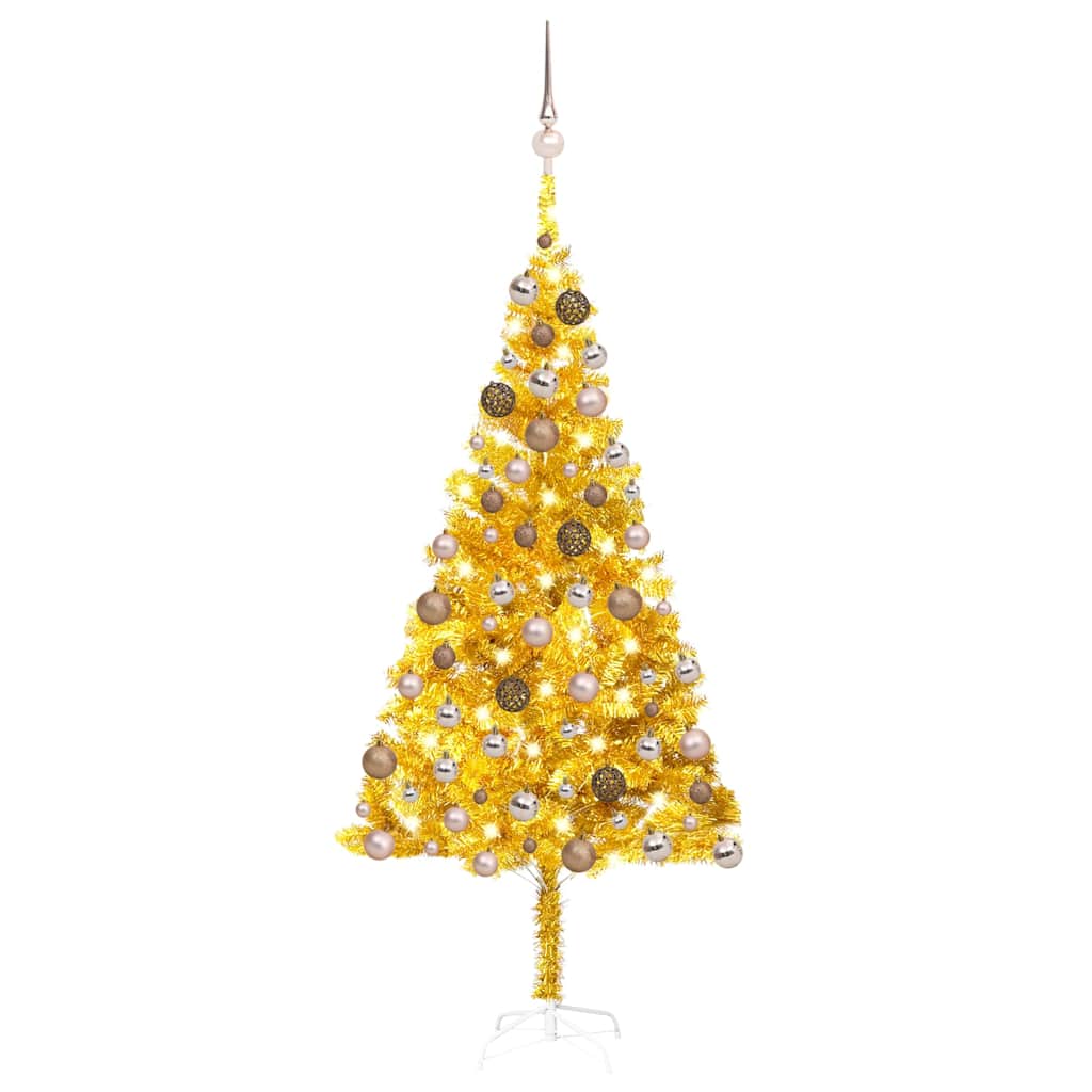 vidaXL Artificial Pre-lit Christmas Tree with Ball Set 180 cm PVC