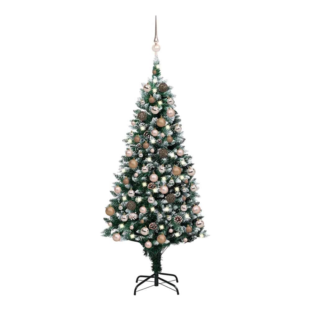 Artificial Christmas Tree Green 150 cm with 61 rose gold balls