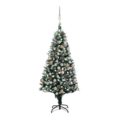 Artificial Christmas Tree Green 150 cm with 61 rose gold balls