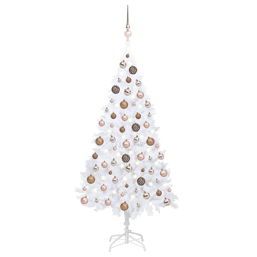 vidaXL Artificial Pre-lit Christmas Tree with Ball Set White 150cm PVC 1