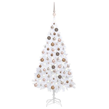 vidaXL Artificial Pre-lit Christmas Tree with Ball Set White 150cm PVC 1