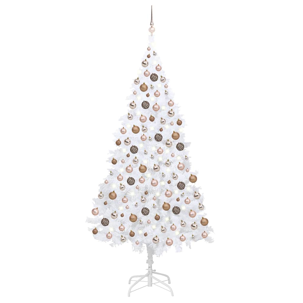 vidaXL Artificial Pre-lit Christmas Tree with Ball Set PVC White