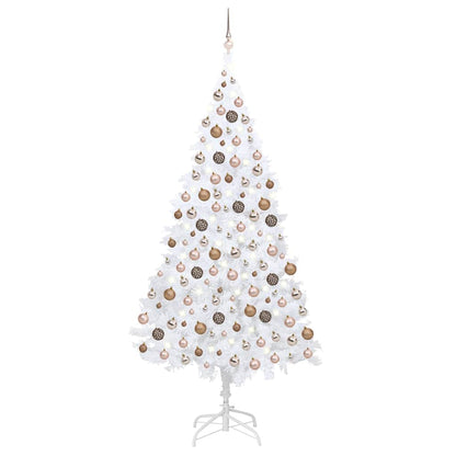 vidaXL Artificial Pre-lit Christmas Tree with Ball Set PVC White