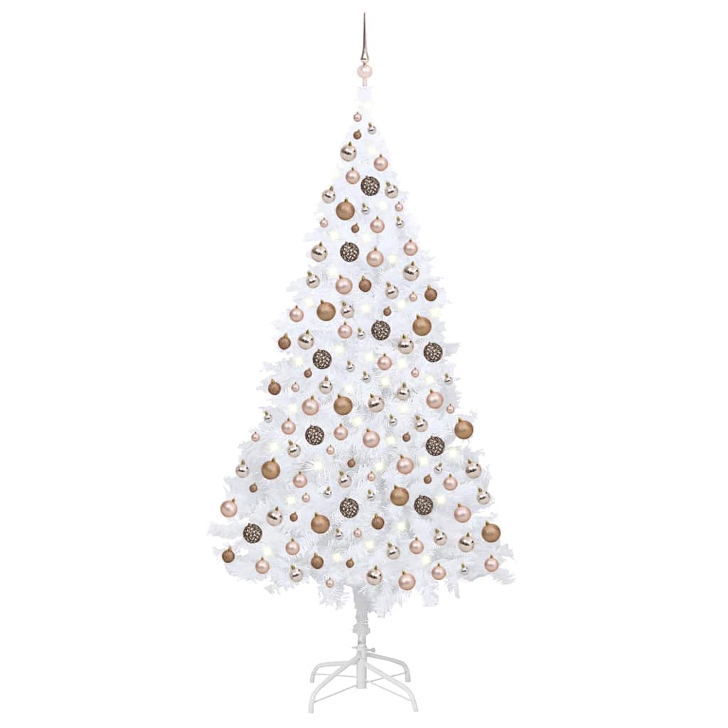 vidaXL Artificial Pre-lit Christmas Tree with Ball Set PVC White