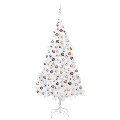 vidaXL Artificial Pre-lit Christmas Tree with Ball Set PVC White