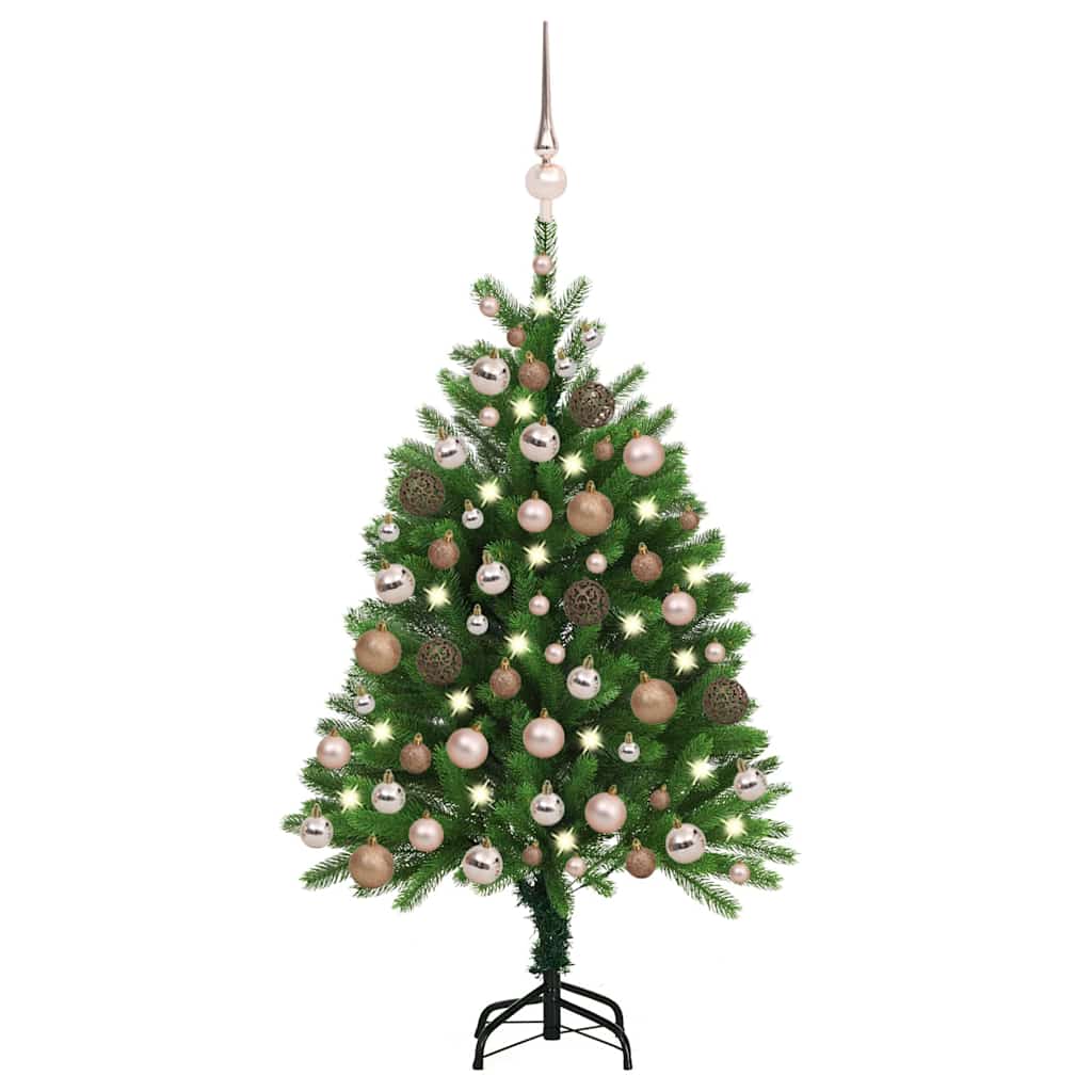 vidaXL Artificial Pre-lit Christmas Tree with Ball Set 120 cm Green 1