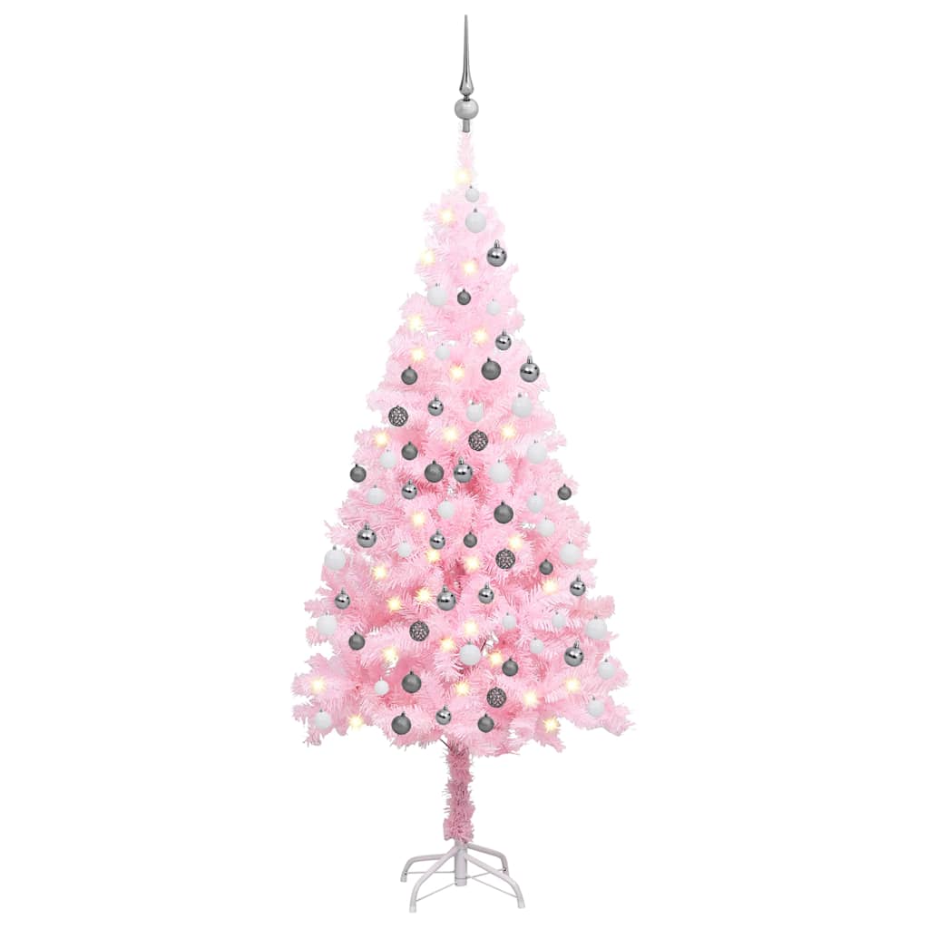 vidaXL Artificial Pre-lit Christmas Tree with Ball Set 180 cm PVC