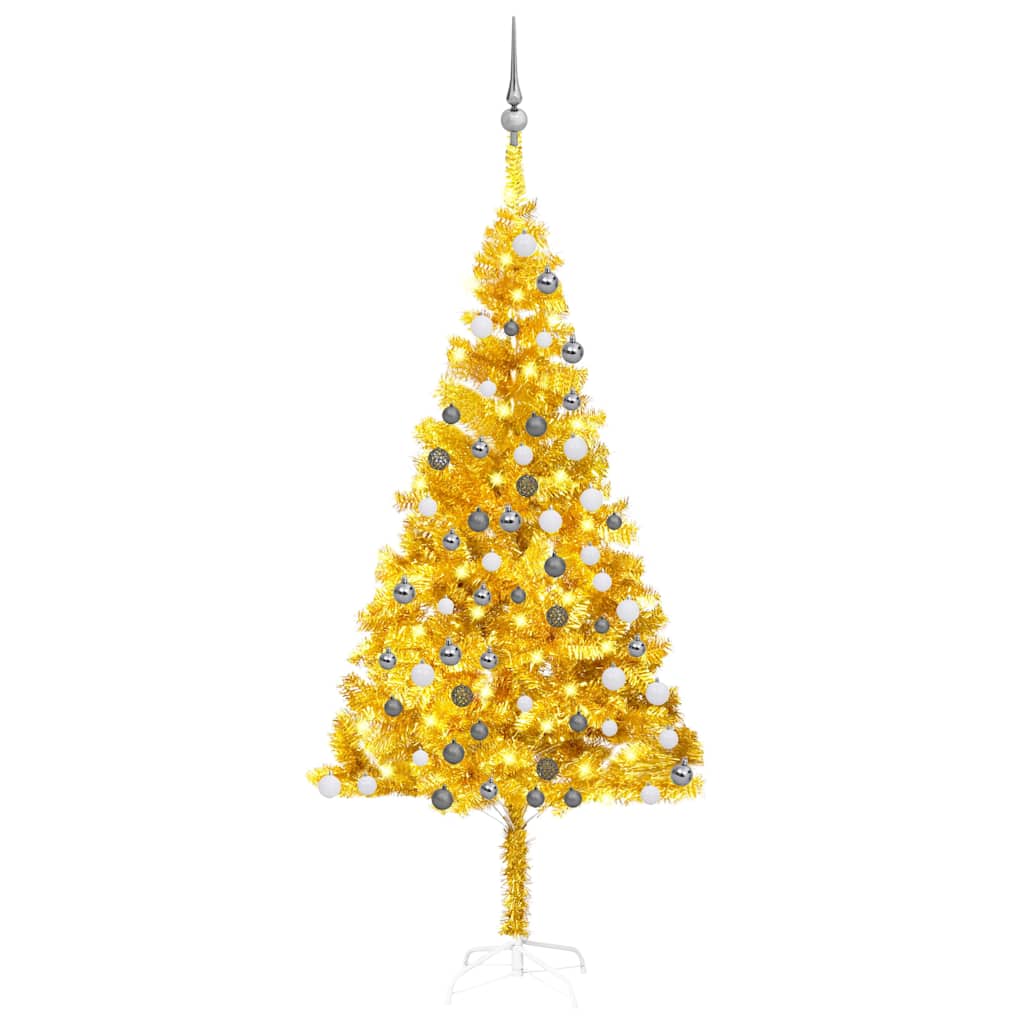 vidaXL Artificial Pre-lit Christmas Tree with Ball Set 180 cm PVC