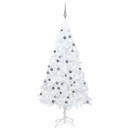 vidaXL Artificial Pre-lit Christmas Tree with Ball Set PVC White