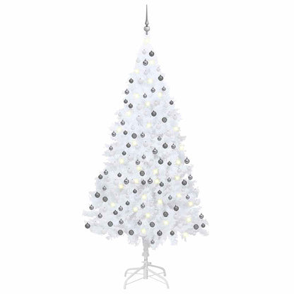 vidaXL Artificial Pre-lit Christmas Tree with Ball Set PVC White