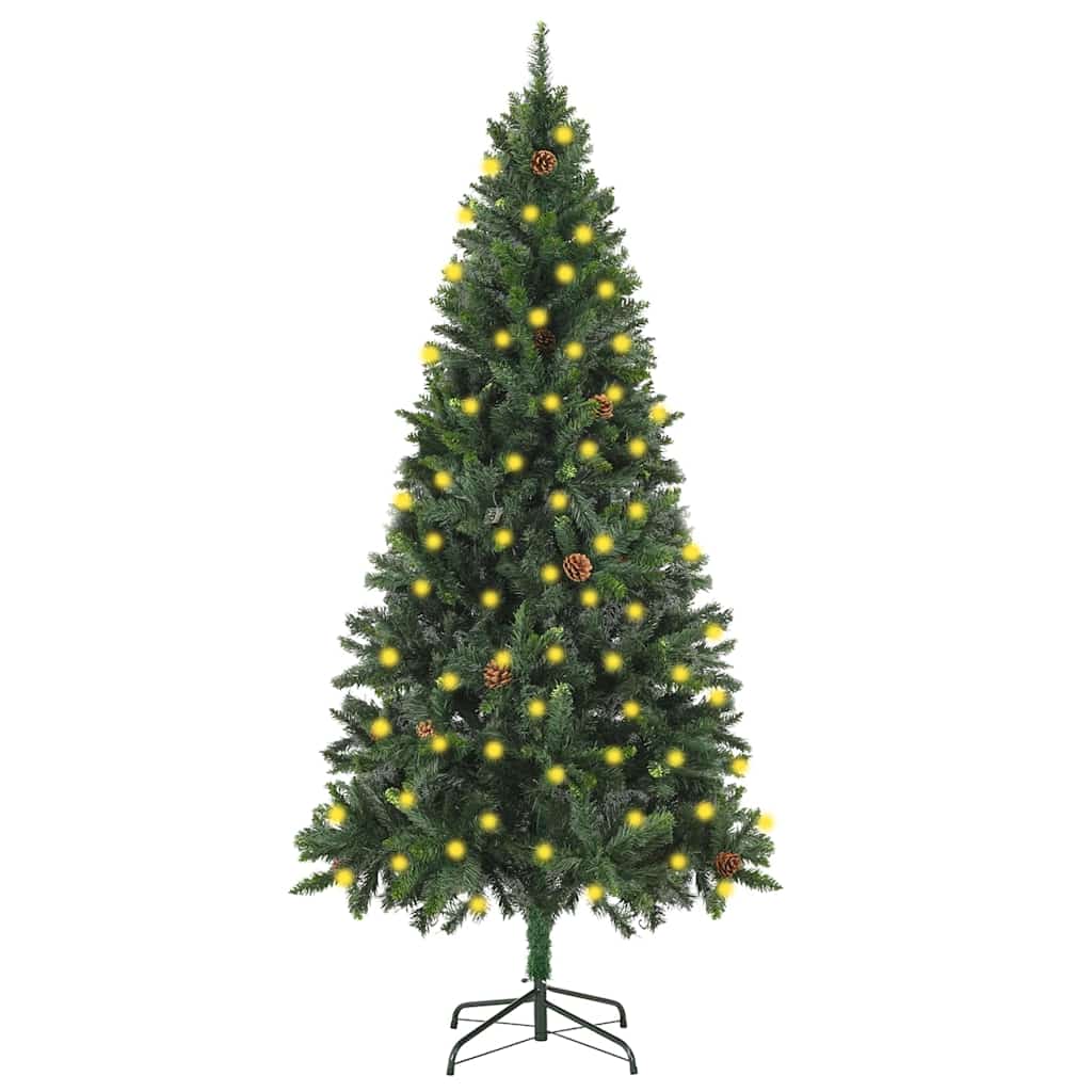 vidaXL Artificial Pre-lit Christmas Tree with Pine Cones Green 180 cm 1