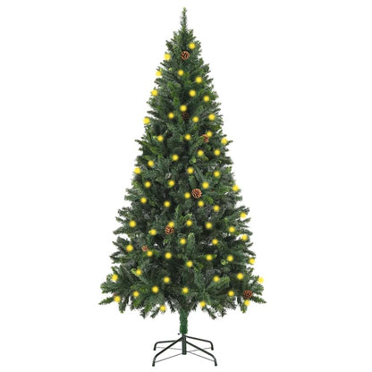 vidaXL Artificial Pre-lit Christmas Tree with Pine Cones Green 180 cm 1
