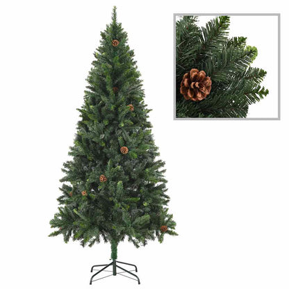 vidaXL Artificial Pre-lit Christmas Tree with Pine Cones Green 180 cm 2