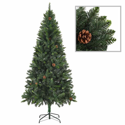 vidaXL Artificial Pre-lit Christmas Tree with Pine Cones Green 180 cm 2