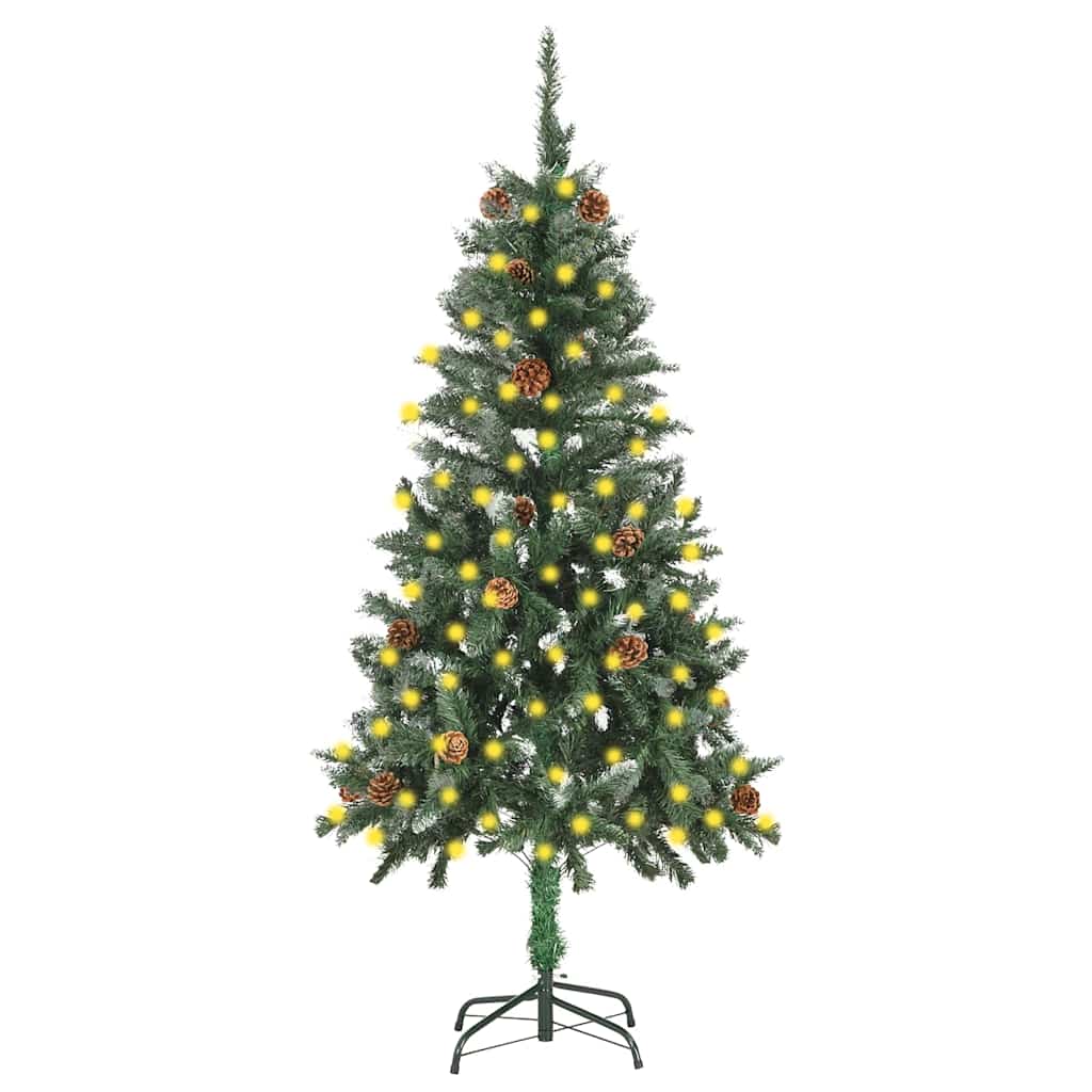 Artificial Pre-lit Christmas Tree with Pine Cones 150 cm