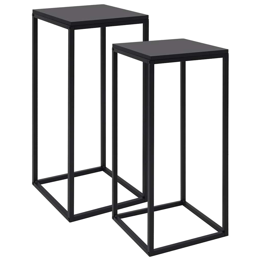 vidaXL Side Table | Set of 2 | Black | Steel, Engineered wood | Durable 2