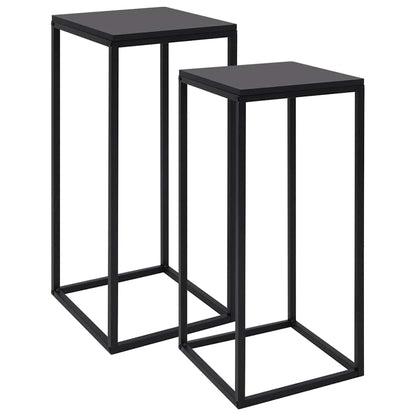 vidaXL Side Table | Set of 2 | Black | Steel, Engineered wood | Durable 2